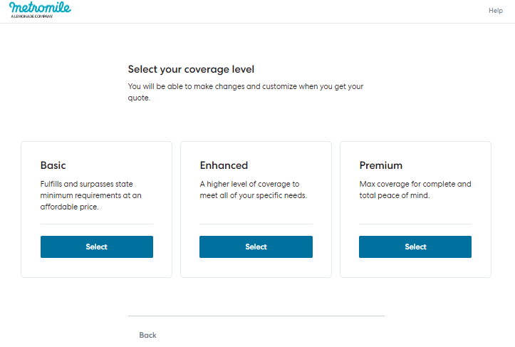 select your coverage level