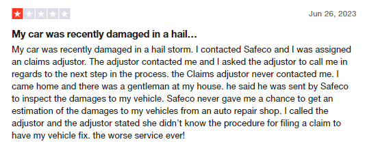 1-star customer review of Safeco