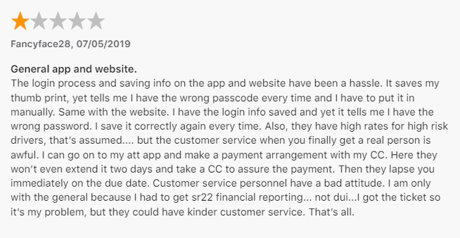 1-star customer review of The General iOS app