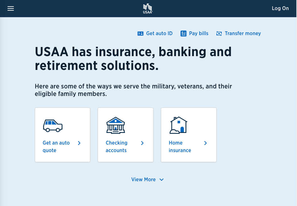 USAA quote home page