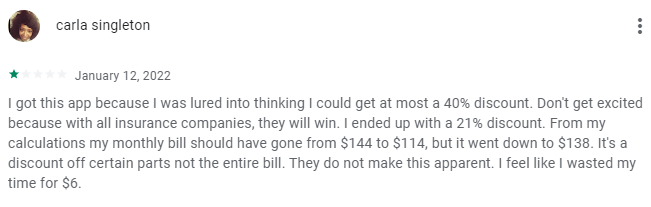 1-star review of Nationwide SmartRide app
