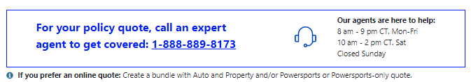 Popup asking Nationwide customer to call for quote