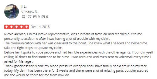5-star review of American Alliance Insurance on Yelp