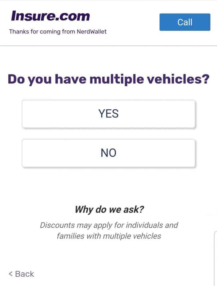 NerdWallet's moible car insurance quoting website