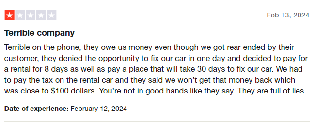 1-star customer review of Allstate auto insurance