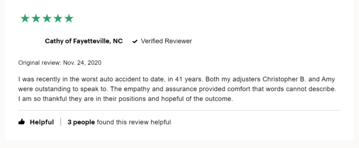 5-star review of Allstate on ConsumerAffairs