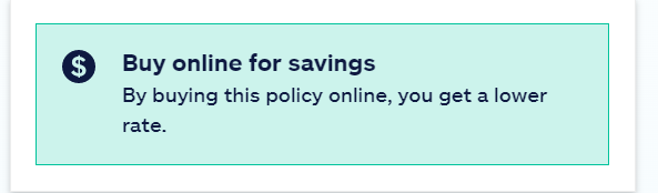 Message from Allstate about savings for buying a policy online