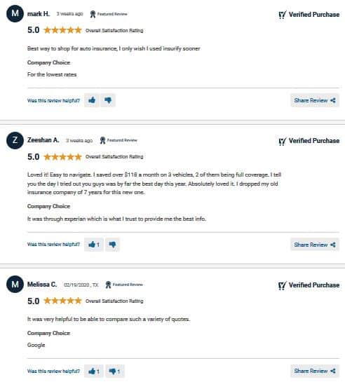 Insurify's five-star reviews on Shopper Approved