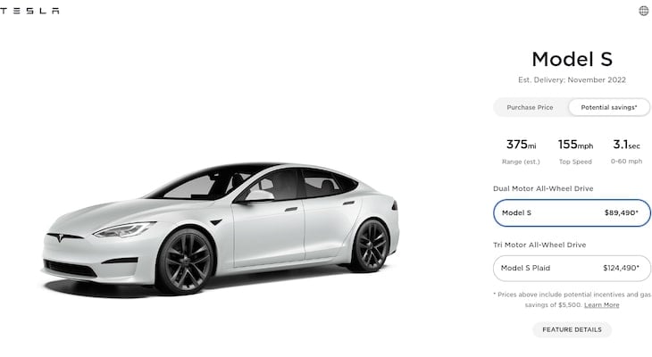 Electric car with longest range: Tesla Model S Long Range
