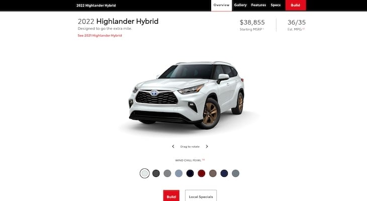 Best hybrid SUV: Toyota Highlander Hybrid