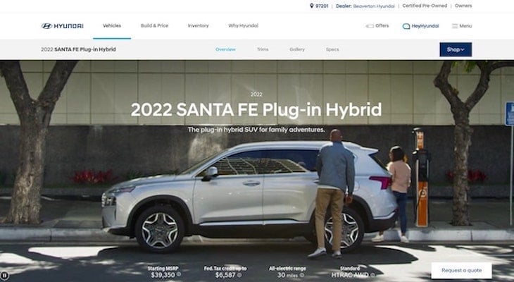 2022 hybrid vehicles: Hyundai SANTA FE PHEV