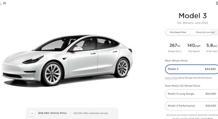 What is the cheapest Tesla:Tesla Model 3