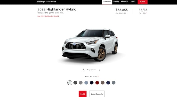 Hybrid AWD vehicles: Toyota Highlander Hybrid