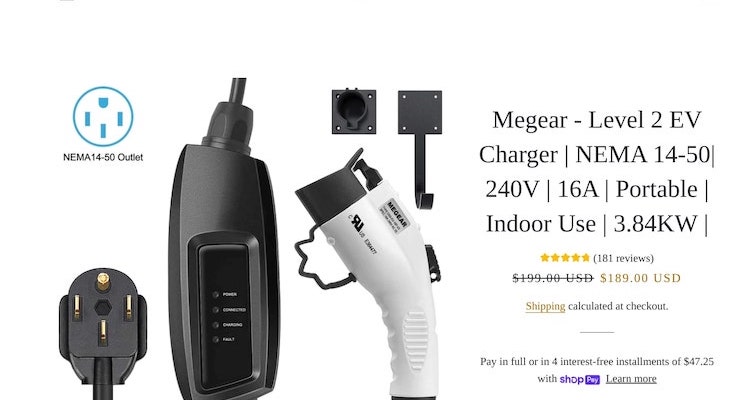 Level 2 charger: Meager Level 2 EV Charger