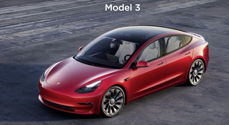 Tesla Model 3 red top view