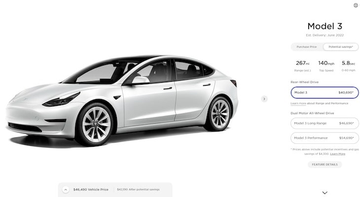 Tesla Model 3 white