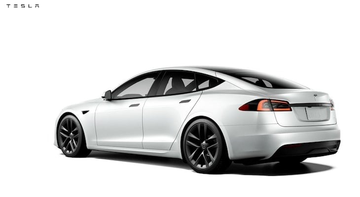 Audi e tron vs Tesla: Tesla rear-side view