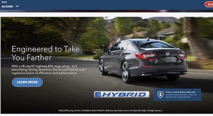 Honda Accord Hybrid homepage