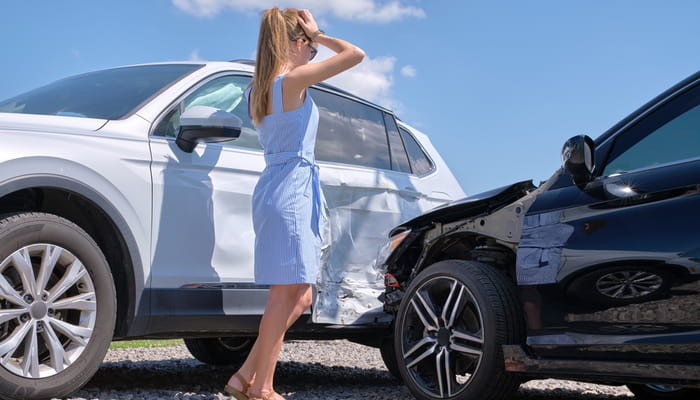 Woman involved in a car accident thats covered by collision insurance