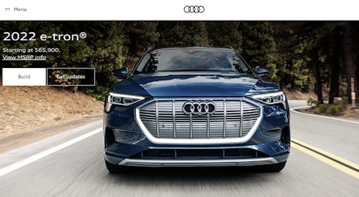 Audi e-tron website screenshot