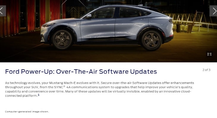 Screenshot of the Ford Mustang Mach-E Air Software Updates