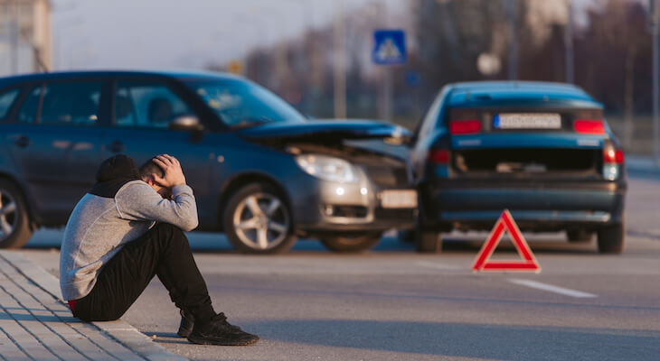 Stressed man after a car accident