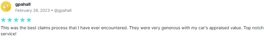 5-star review of Farmers claims
