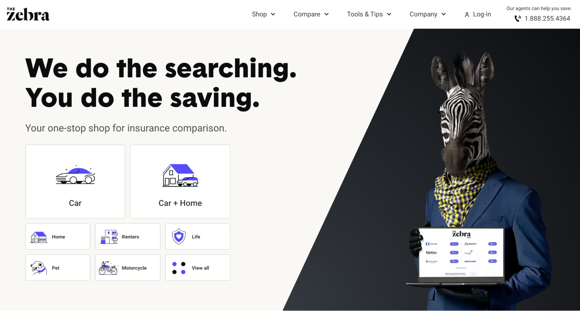 The Zebra home page