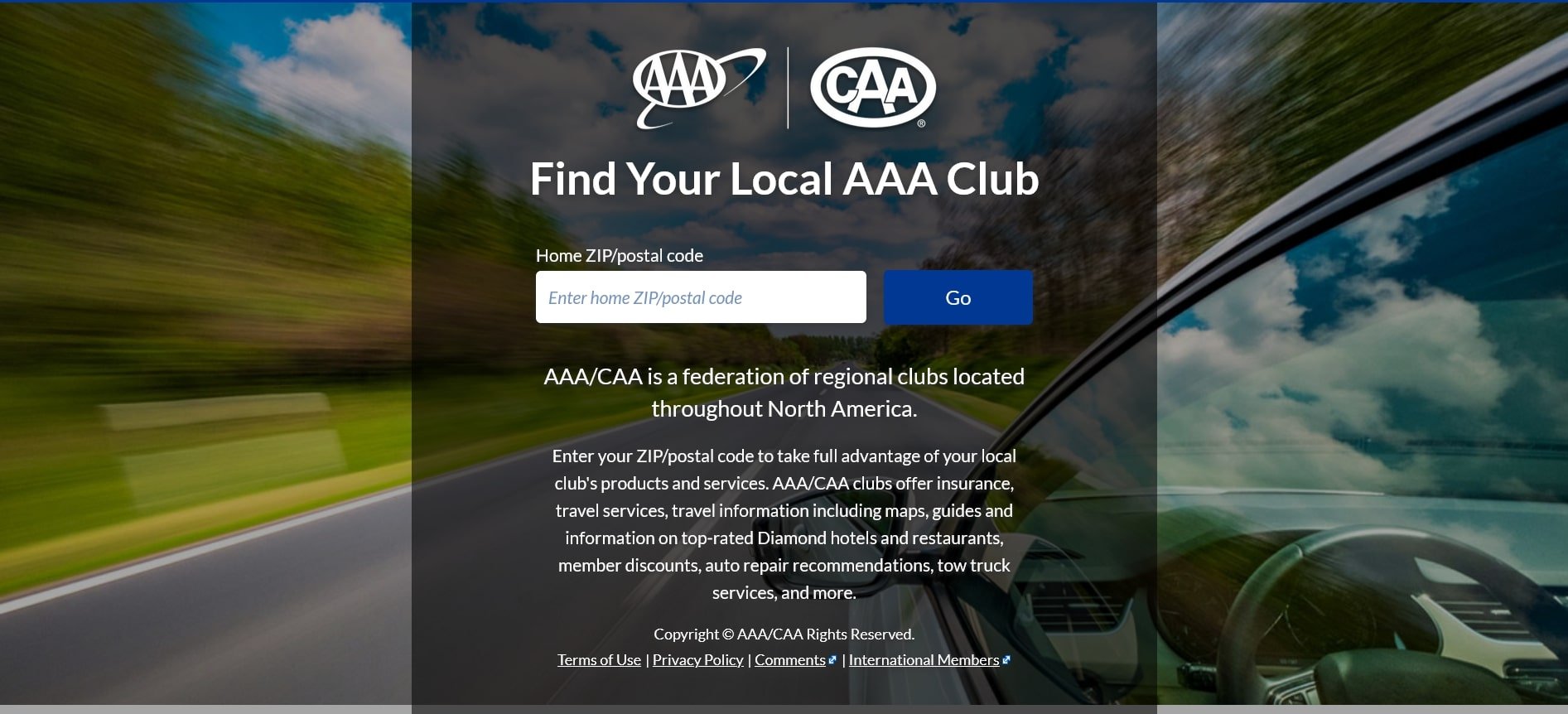 AAA insurance quote start page