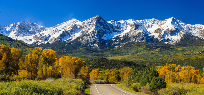 Road through the mountains of Colorado