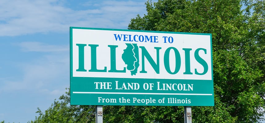 Welcome to Illinois road sign