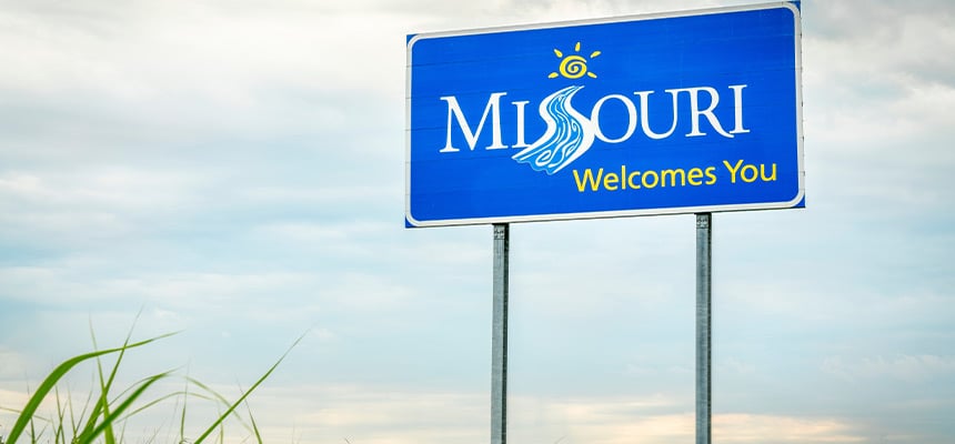 Welcome to Missouri highway sign