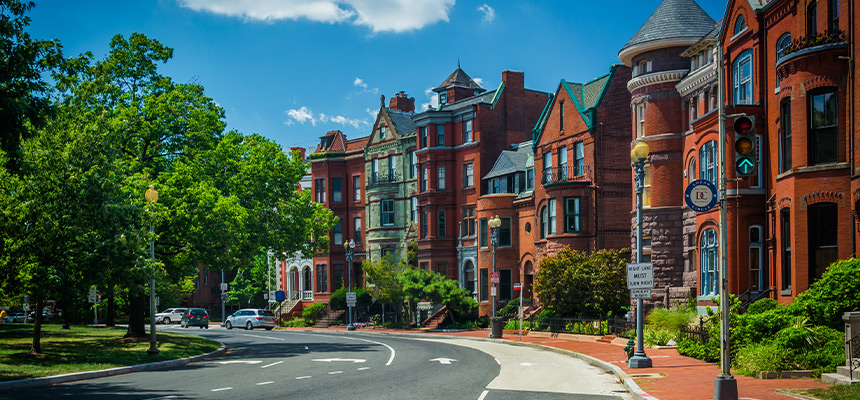 View of a residential street in D.C. 