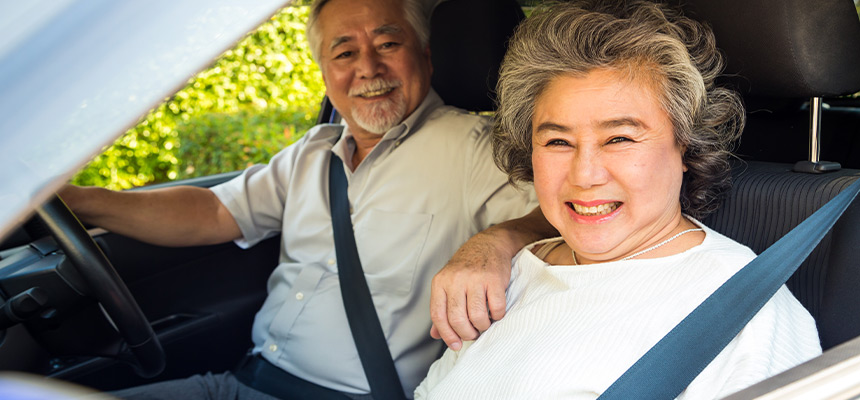 Senior couple in a car