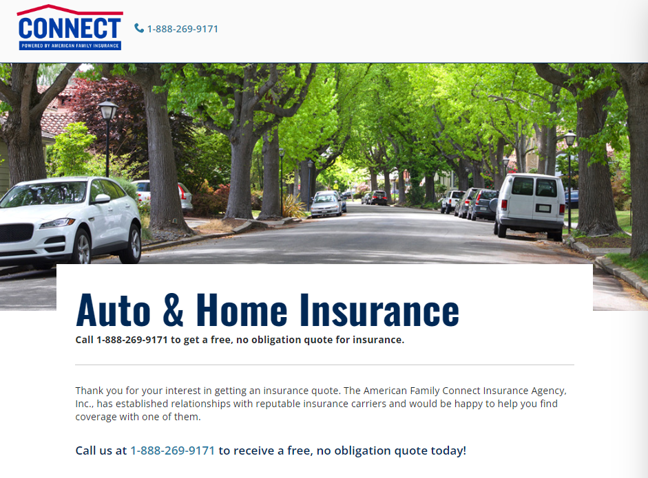 CONNECT insurance quote page