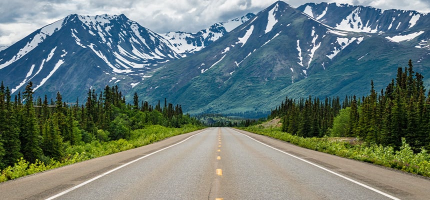 Empty Alaska roadway