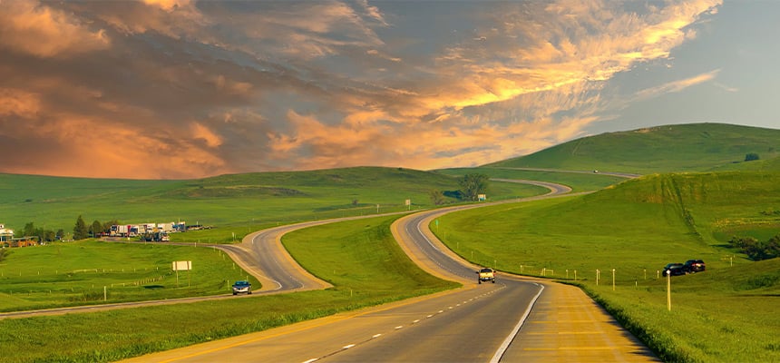 A road in North Dakota