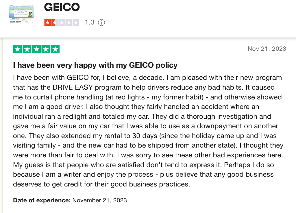 Negative geico customer review 