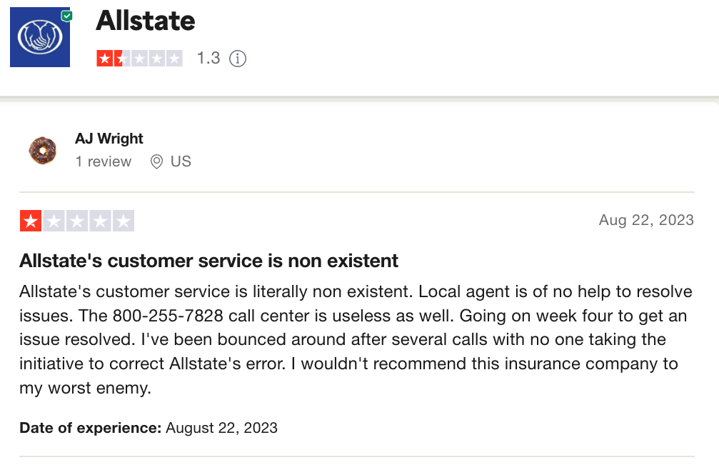 1 star allstate review 