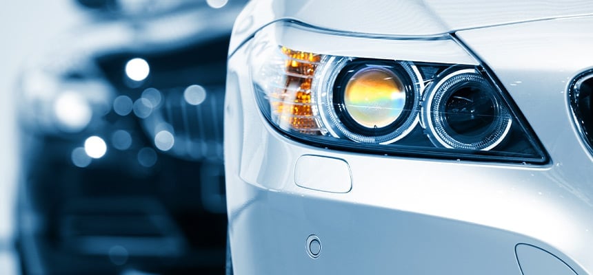 headlights of a car