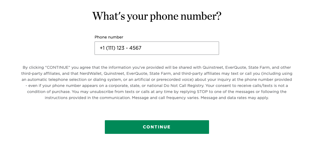 phone number field