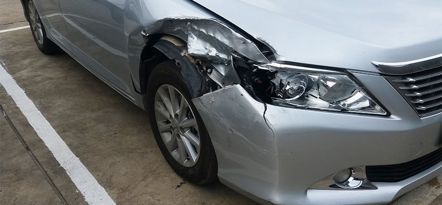front car damage from hit-and-run accident