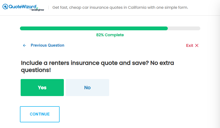 QuoteWizard renters insurance page