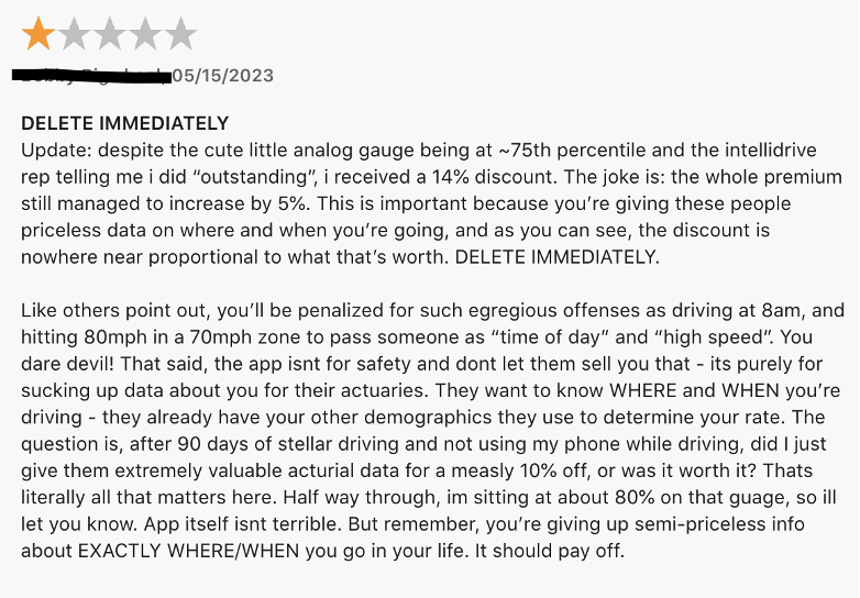 1 star review of IntelliDrive