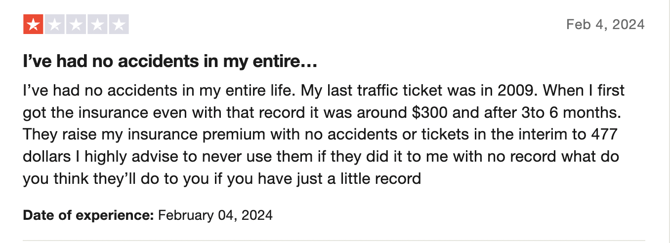 1-star customer review of GEICO