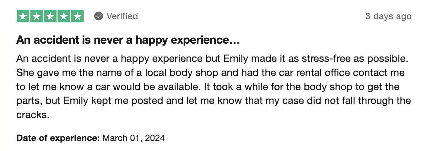 5-star customer review of NJM